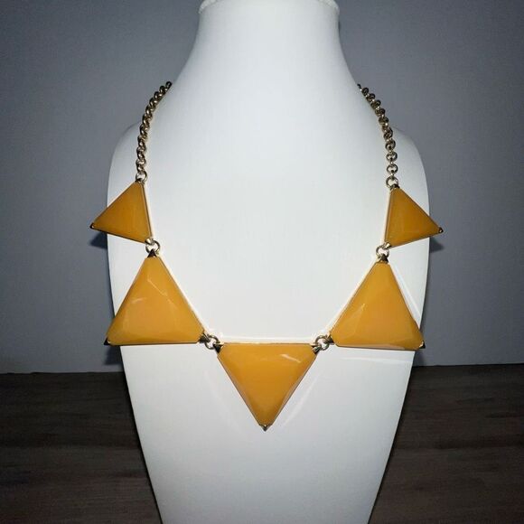 Modern Statement Bible Necklace Woman’s Gold Tone Yellow Rocker Futuristic Retro - Picture 1 of 6